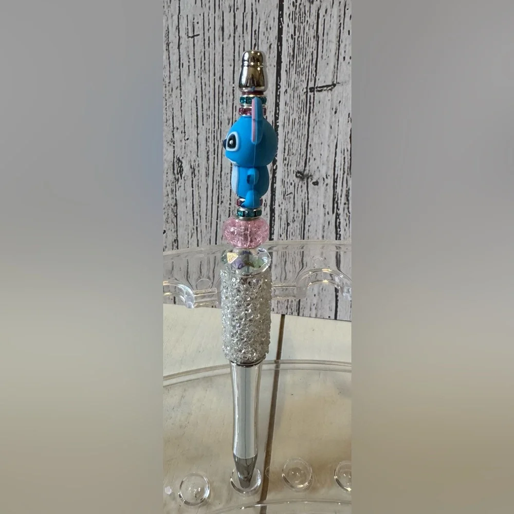 Disney Stitch Handcrafted Beaded Rhinestone Writing Pen Stationery Handmade